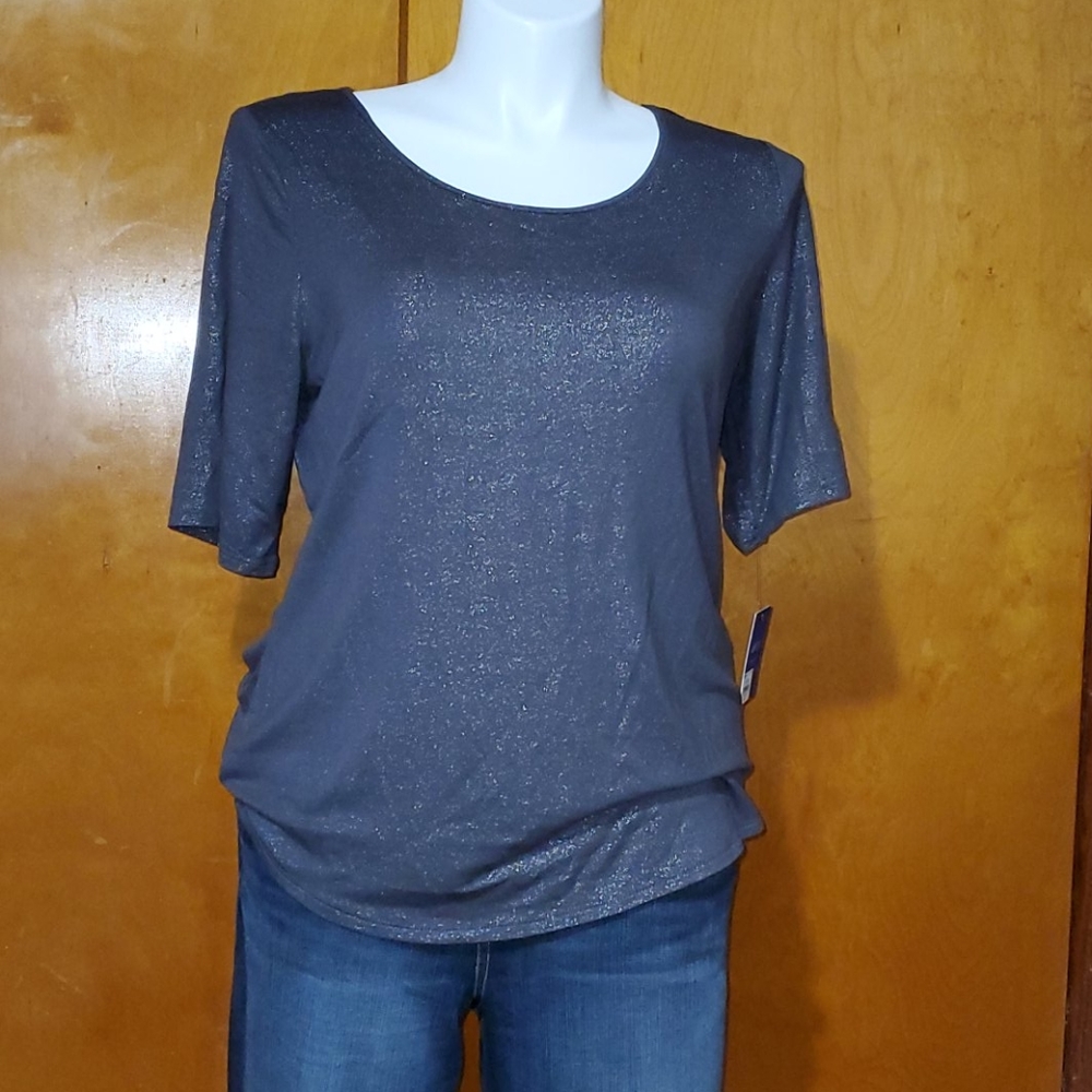 Apt 9 short sleeve shimmery gray top NWT